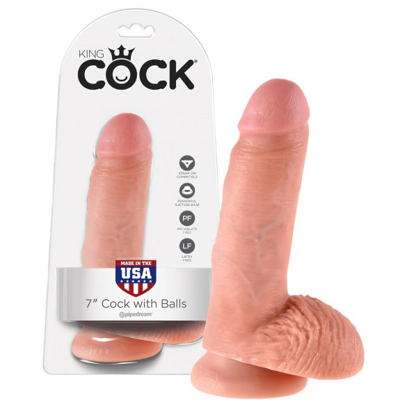 King Cock 7 dildo s semenčicami (18 cm) - naravni