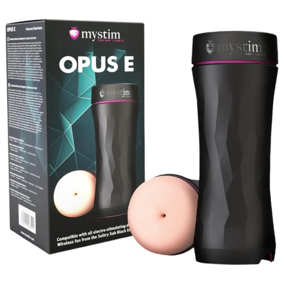 mystim Opus E Anus - elektro dildo masturbator (naravno črn)