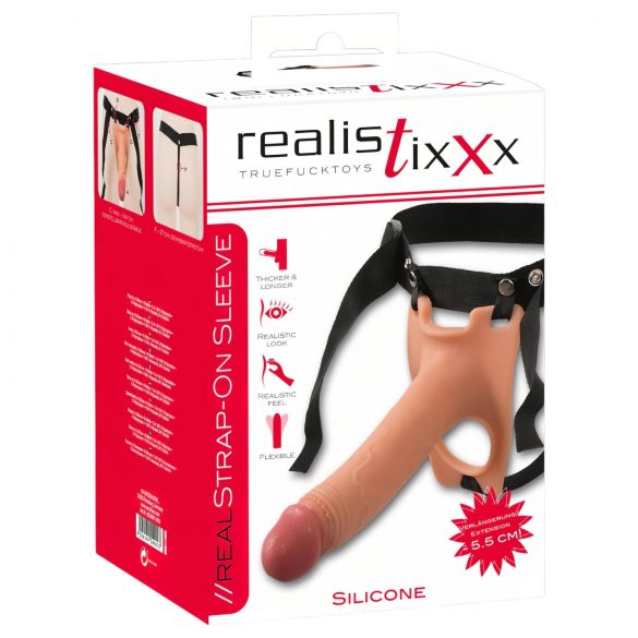 Realistixxx Strap-on - strap-on, votel, realističen dildo (naravni)