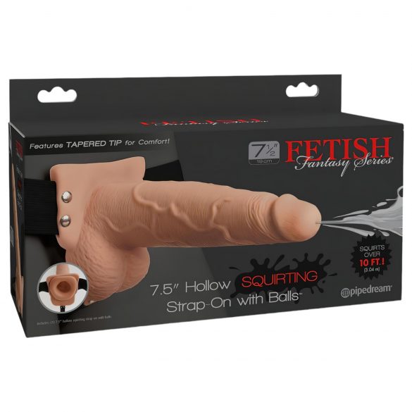 Fetish Strap-On 7,5 - strap-on, votel, brizgalni dildo (naravni)