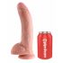 King Cock 9 - velik dildo s priseskom, s testisi (23 cm) - naravno