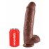 King Cock 11 - velika sesalna dildo s modniki (28 cm) - rjava