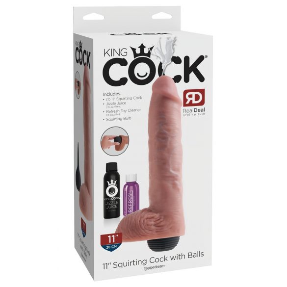 King Cock 11 - realističen dildo za brizganje (28 cm) - naravni