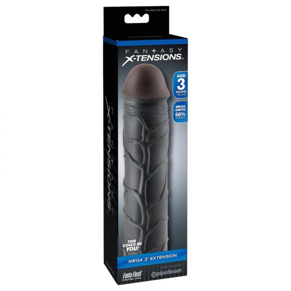 X-TENSION Mega 3 - realistična nožnica za penis (22,8 cm) - črna