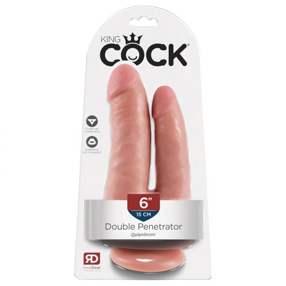 King Cock Double Penetrator - realistični dvojni dildo (naravni)