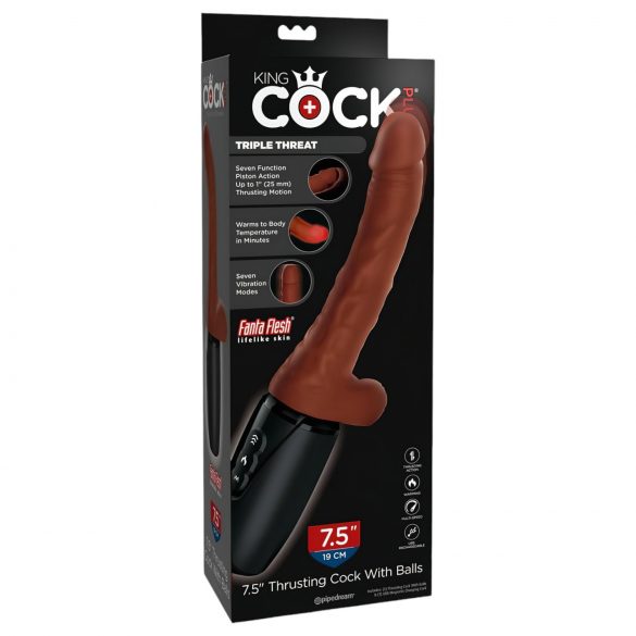 King Cock Plus 7,5 - vibrator z varlji (rjav)