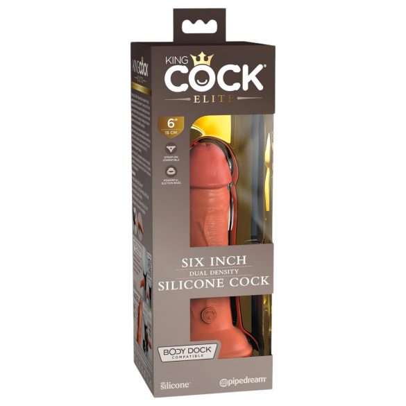 King Cock Elite 6 - pripenjalni, realistični dildo (15 cm) - temen