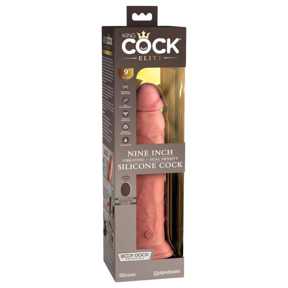 King Cock Elite 9 - sesalni vibracijski dildo 23cm - naravno