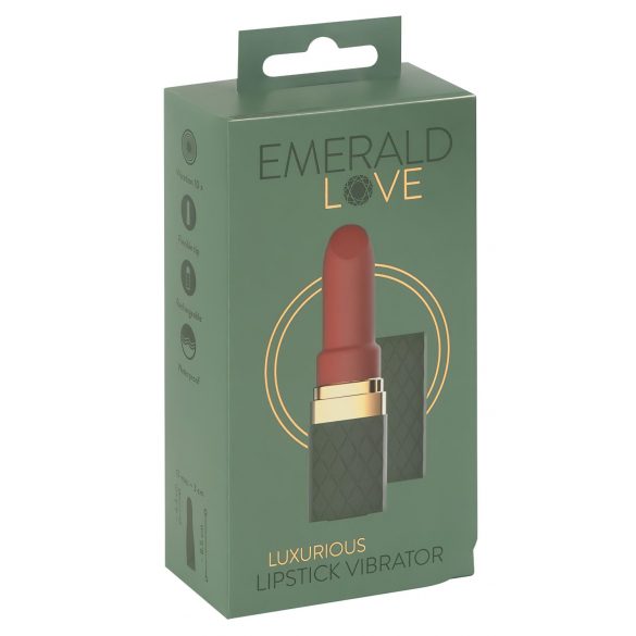 Emerald Love - polnilni, vodoodporni vibrator v obliki šminke (rdeč)