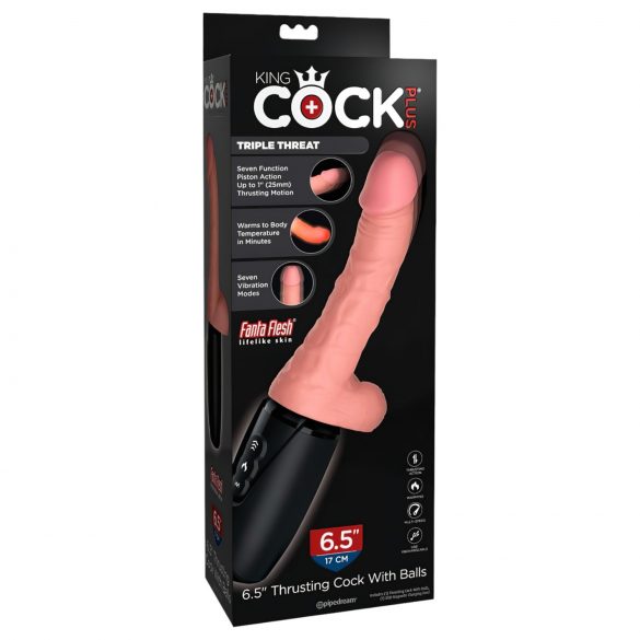 King Cock Plus 6,5 - vibrator za potiskanje mod - naravni