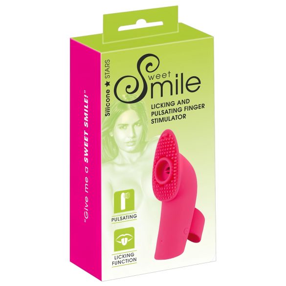 SMILE Licking - valovito-prstni vibrator z jezikom (roza)