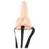 You2Toys Strap-on - brezžični, votli vibrator z naramnicami (naravni)