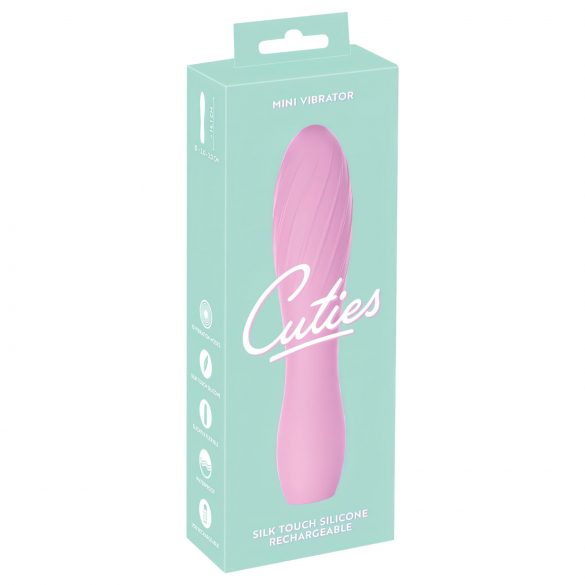 Cuties Mini 3 - akumulatorski, vodoodporen, rebrast vibrator (roza)