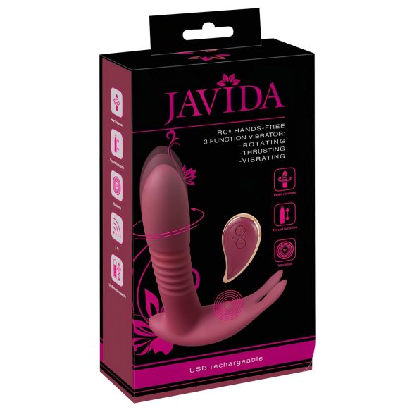 Javida RC - radijsko vodeni klitoralni vibrator s 3 funkcijami, ki ga je mogoče polniti (rdeč)