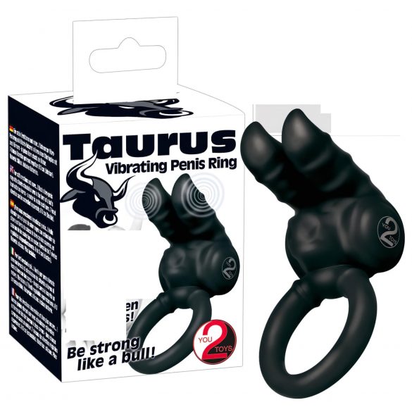 You2Toys - Taurus - dvojni motorni vibracijski obroček za penis (črna)