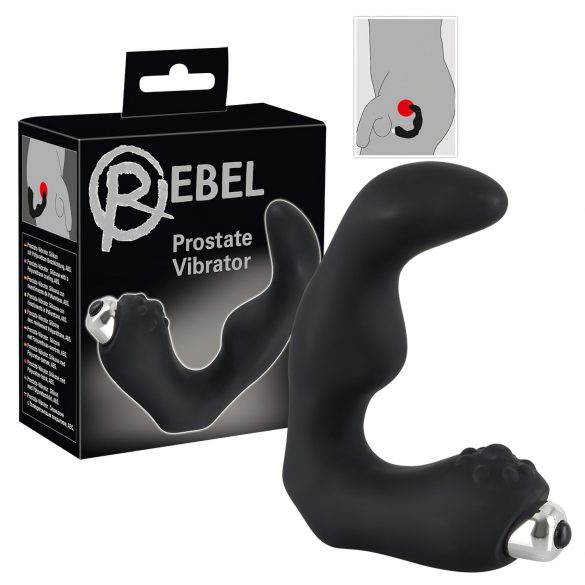 Rebel - ukrivljen vibrator za prostato (črn)