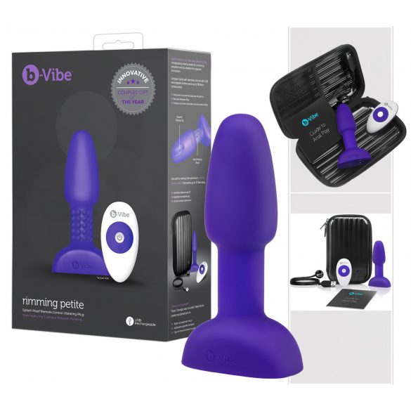 b-Vibe Rimming - rotacijski analni vibrator z biseri (vijoličen)