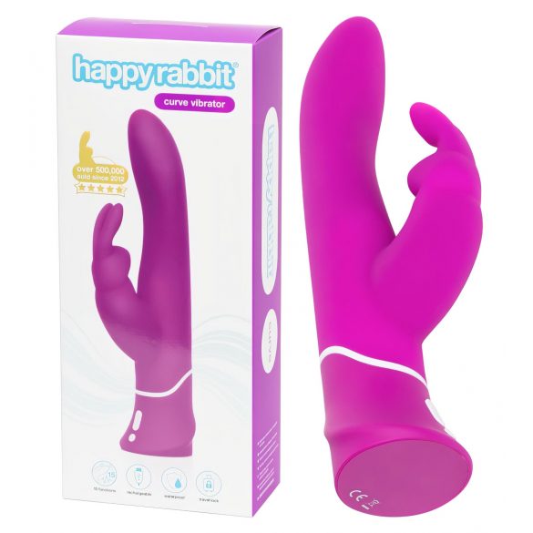 Happyrabbit Curve - vodoodporen vibrator z stimulatorjem klitorisa (vijoličen)