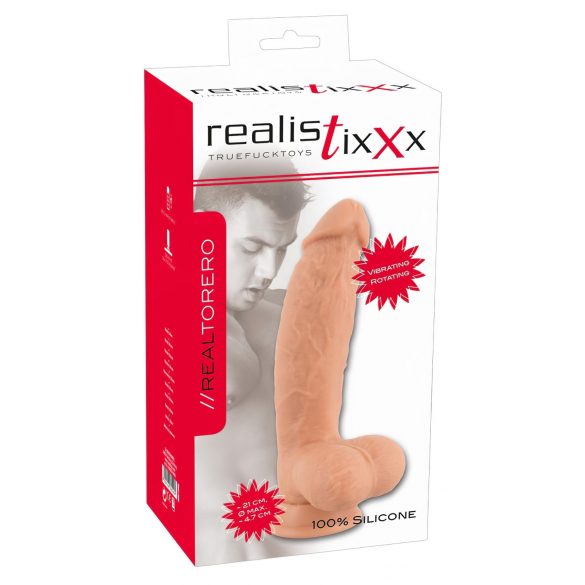 Realistixxx Torero - polnilni, vrtljivi vibrator s priseskom (22 cm)