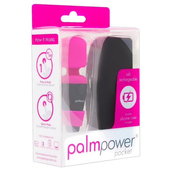 PalmPower Pocket Wand - mini masažni vibrator (roza-črna)