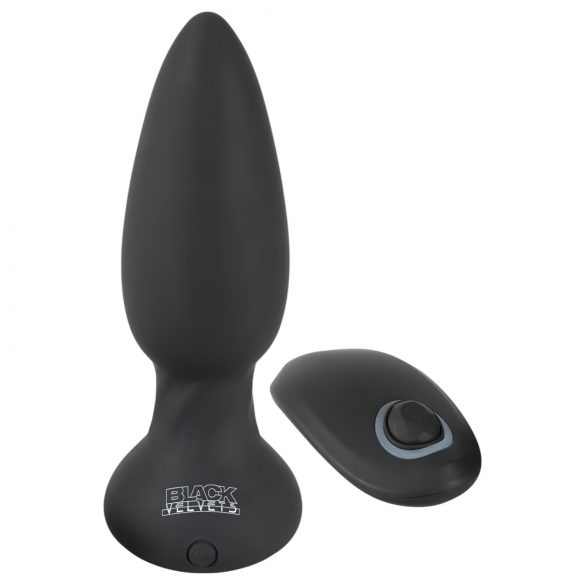 Black Velvet - vrteči analni vibrator z biseri (črna)