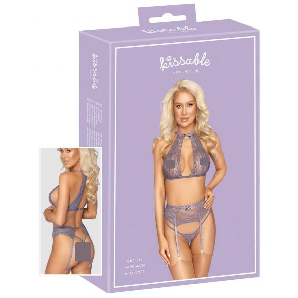 Kissable - čipkasti komplet spodnjega perila (vijolična) - L/XL