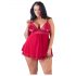 Cottelli Plus Size - Čipkast, ohlapen babydoll (rdeč)