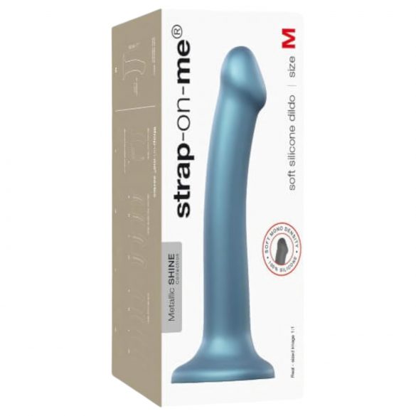 Strap-on-me Metallic Shine M - koži prijazen dildo - srednji (kovinsko modra)