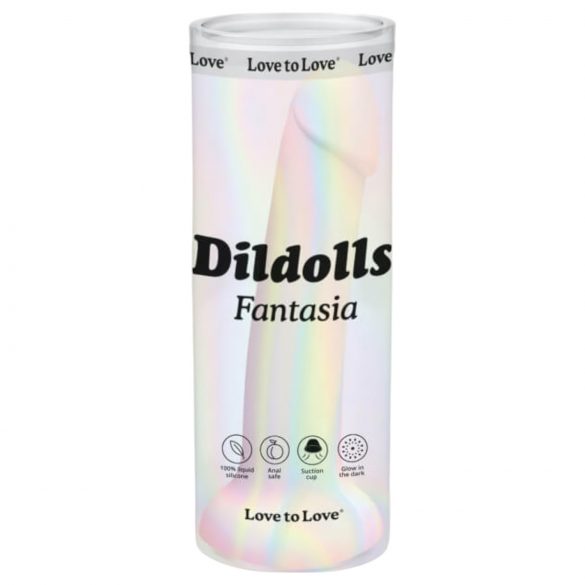 Dildolls Fantasia - silikonski dildo z lepljivimi nogami (črtast)