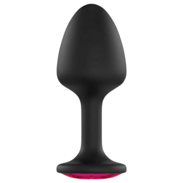 Dorcel Geisha Plug Ruby XL - analni čep z rožnatim kamnom (črn)