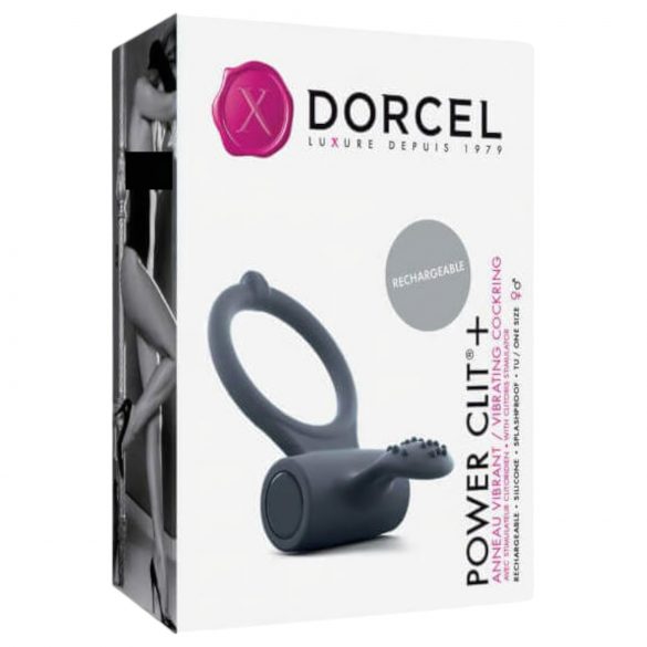 Dorcel Power Clit Plus - polnilni vibracijski erekcijski obroček (črna)