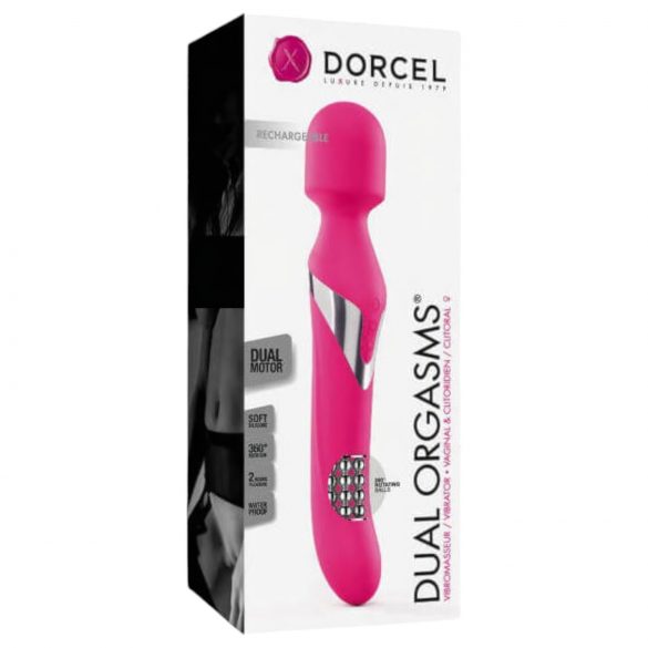 Dorcel Dual Orgasms - polnilni masažni vibrator 2v1 (roza)