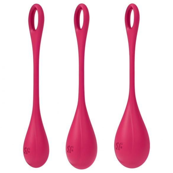 Satisfyer Yoni Power 1 - komplet kroglic za gejše - rdeče (3-delni)