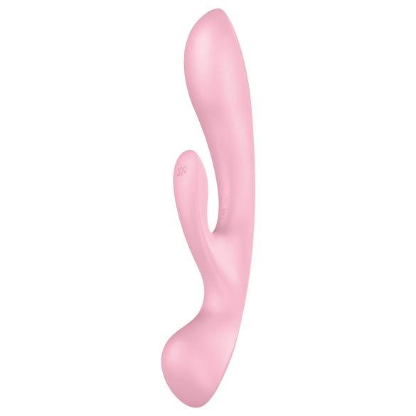 Satisfyer Triple Oh - polnilni vibrator s karom za klitoris (roza)