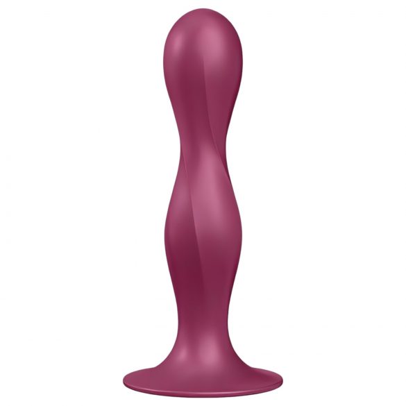 Satisfyer Double Ball-R - uteženi dildo z vakuumskim dnom (rdeč)