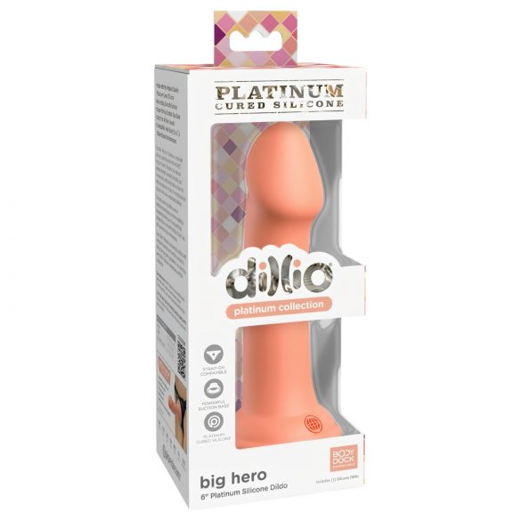 Dillio Veliki Junak - silikonski dildo s priseskom (17 cm) - oranžen