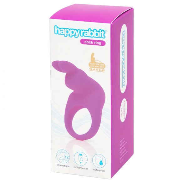 Happyrabbit Cock - vibracijski obroček za penis z možnostjo polnjenja (vijolična)