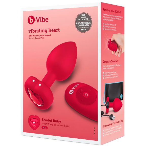 b-vibe heart - akumulatorski, brezžični analni vibrator (rdeč)