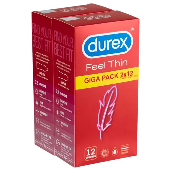 Durex Feel Thin - paket kondomov za naraven občutek (2x12 kos)