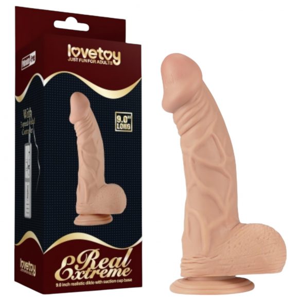 Lovetoy Real Extreme - prisesek s testisi - 23 cm (naravna barva)