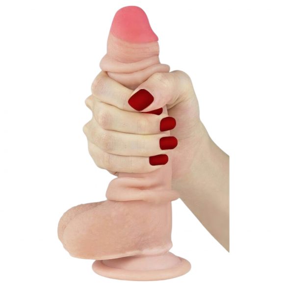 Lovetoy Sliding-Skin - dvoslojni dildo - 18 cm (naravni)