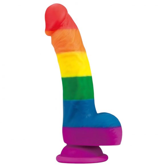 Lovetoy Prider - realistični tekoči silikonski dildo - 19 cm (mavrični)