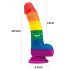 Lovetoy Prider - realistični tekoči silikonski dildo - 19 cm (mavrični)