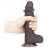 Lovetoy Sliding-Skin - dvoslojni dildo z lepljivo blazinico - 18 cm (rjava)