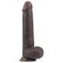 Lovetoy Sliding-Skin - dvoslojni dildo z lepljivimi nogicami - 23 cm (rjava)