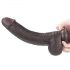 Lovetoy Sliding-Skin - dvoslojni dildo z lepljivimi nogicami - 23 cm (rjava)