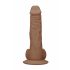 RealRock Dong 9 - naravni dildo z modo (23 cm) - temna naravna barva