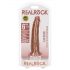 RealRock Slim - realistični dildo z objemko - 15,5 cm (temno naraven)