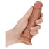 RealRock Curved - ukrivljeni realistični dildo z objemko - 15,5 cm (temno naraven)