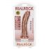 RealRock Curved - ukrivljeni realistični dildo z objemko - 15,5 cm (temno naraven)